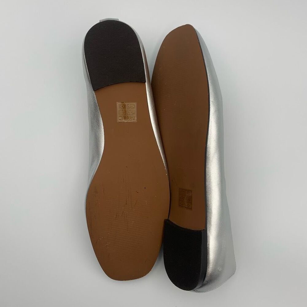 Madewell Silver Mary Jane Flats with Black Strap - Picture 8 of 12